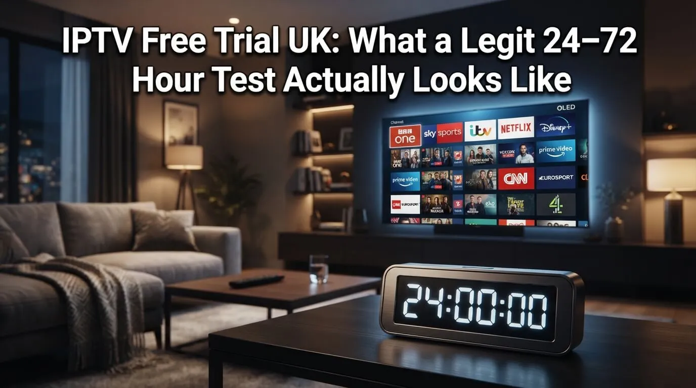 IPTV Free Trial UK stopwatch showing what a legitimate 30-day LIVETVBOX test looks like